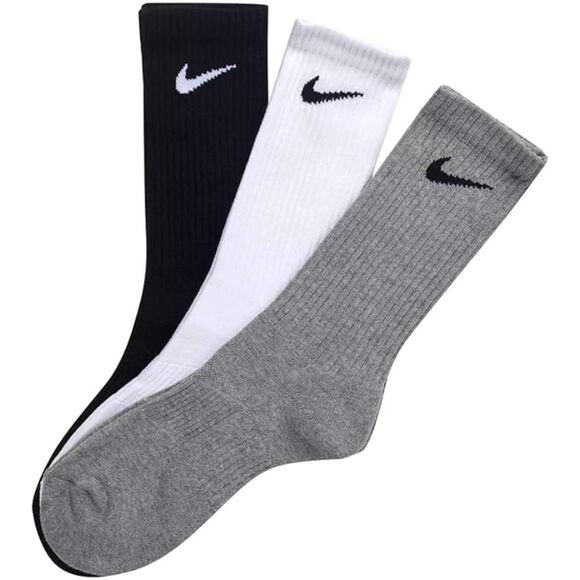 Nike Performance Cushion Crew Socks 3 Pack Black White Gray Unisex - Picture 1 of 3